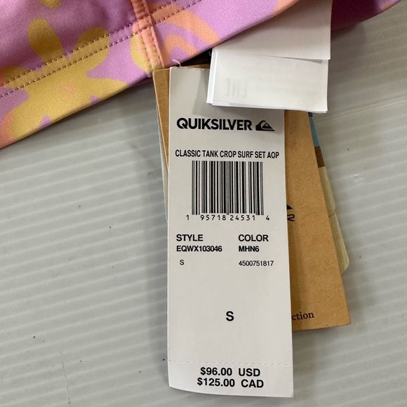 QUIKSILVER CLASSIC TANK CROP SURF SET NWT Small - Picture 5 of 6